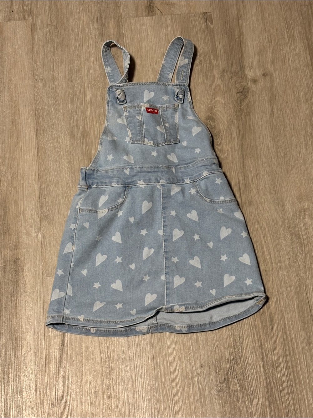 Levi's‎ Light Blue Heart & Star Denim Overalls Dress